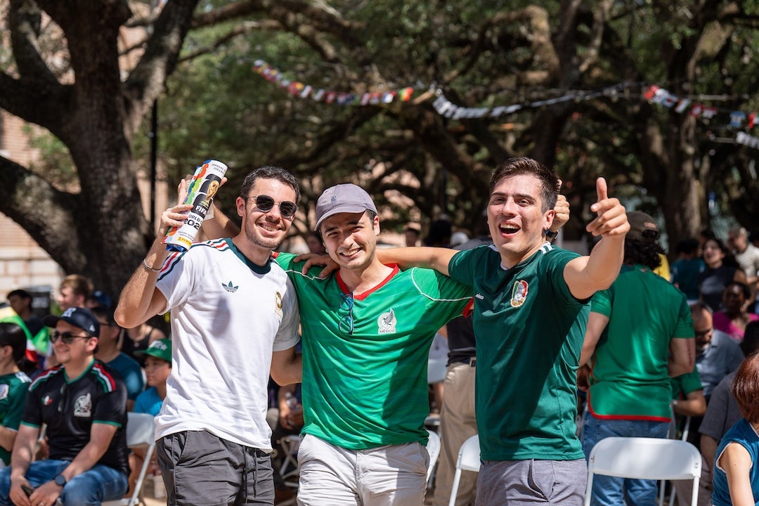 Attendees of Rice's watch party for the opening game of the 2026 FIFA World Cup on June 11.