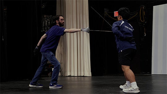 Jonathan Goldfeder spars with a classmate in the final for Combat and Movement for the Stage
