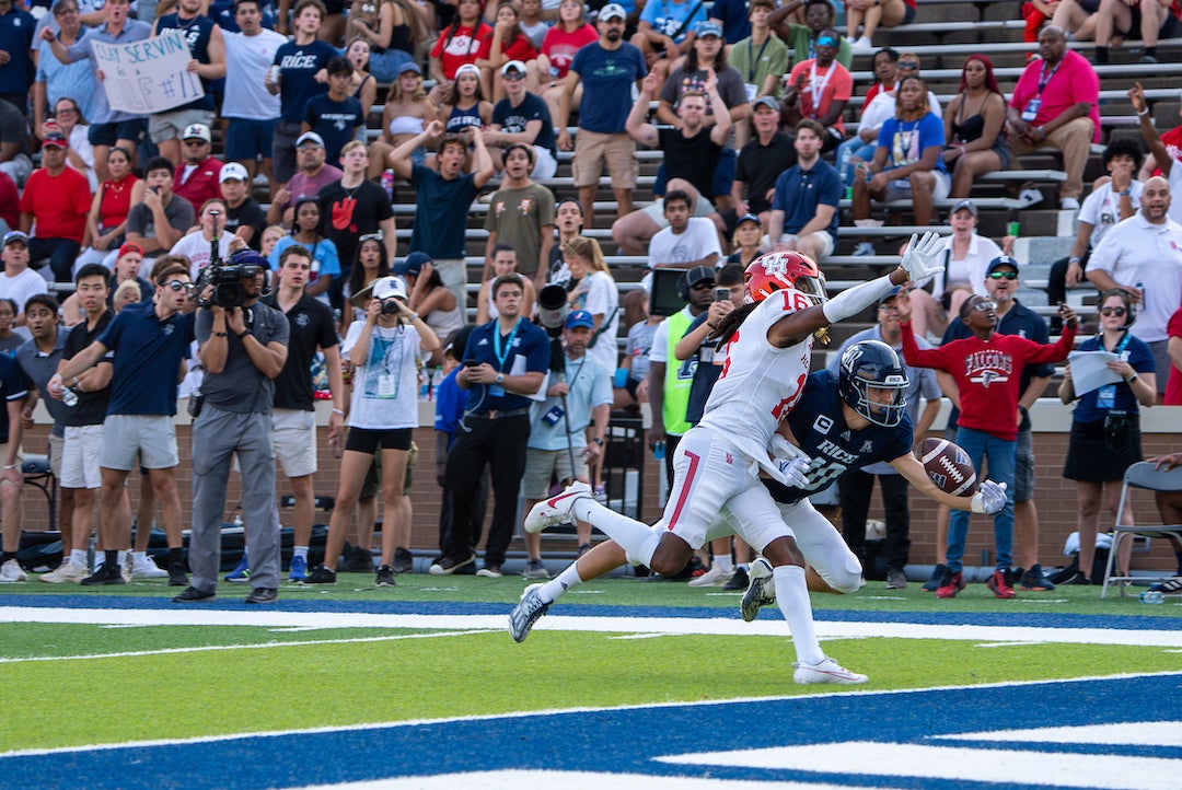 The Rice Owls triumphed over the University of Houston Cougars in a thrilling 43-41 double-overtime victory at Rice Stadium Sept. 9.