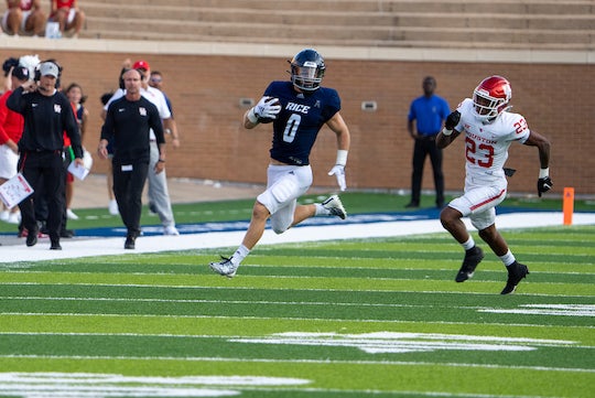 The Rice Owls triumphed over the University of Houston Cougars in a thrilling 43-41 double-overtime victory at Rice Stadium Sept. 9.