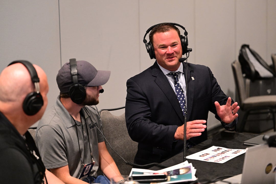Rice head coach Mike Bloomgren and a group of players represented the Owls at AAC Media Day July 24-25.