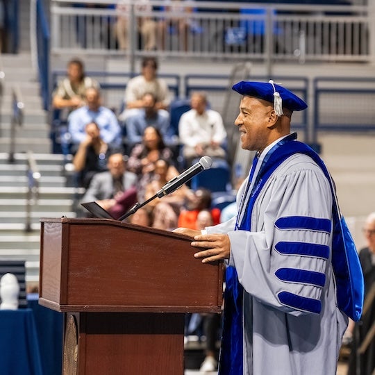 Reginald DesRoches at the 2026 advanced degree ceremony 