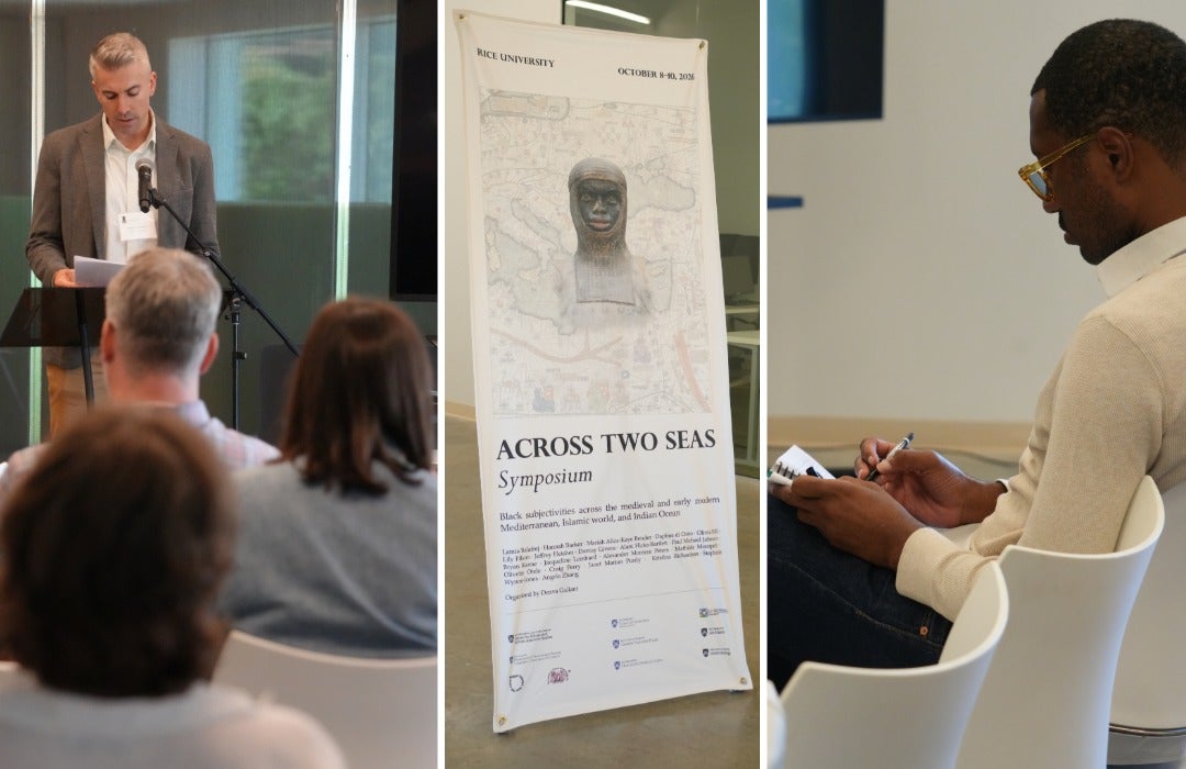 Collage of photos from the Across Two Seas symposium