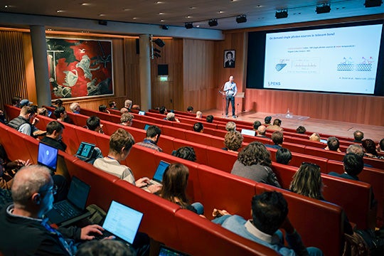 Participants attend a session at Rice’s quantum conference in Paris