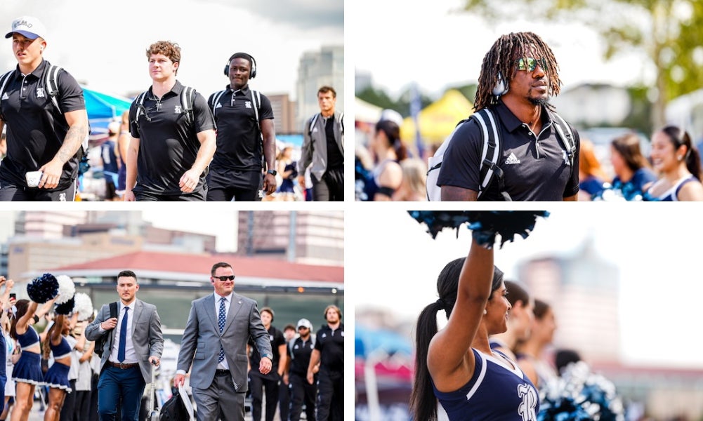 Rice football players and coaches during the Owl Walk on Aug. 31, 2024.