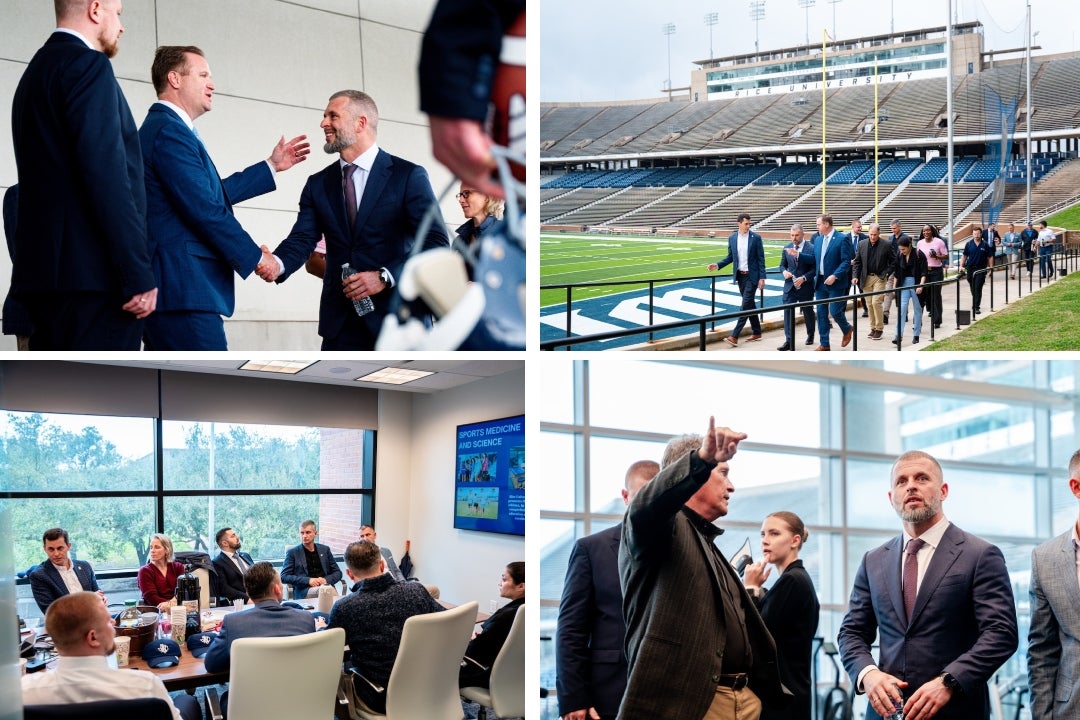 Rice University Athletics recently welcomed Matvii Bidnyi, Ukraine’s acting minister of youth and sports, along with a delegation of Ukrainian sports leaders to campus as part of their U.S. visit.