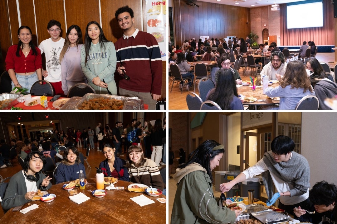 Students eat at the Pangea Potluck event in November 2024