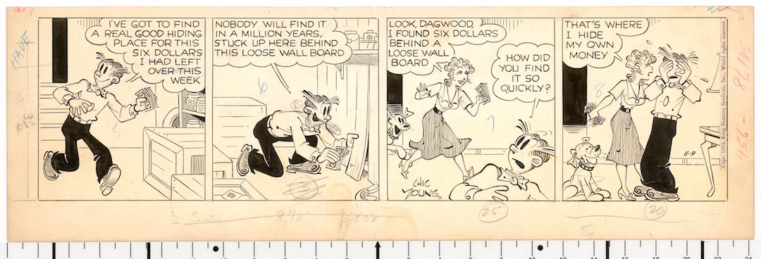 Original Blondie comic strip art