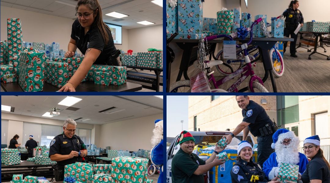 Blue Santa toy drive