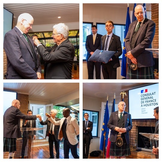 A collage of images showing people celebrating at an awards ceremony.
