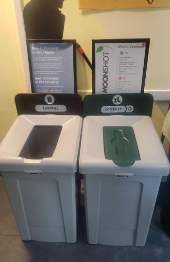 Composting station at a Rice University servery