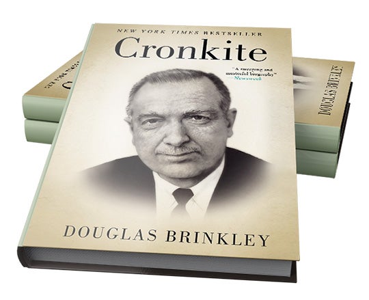 Stack of books: 'Cronkite' by Douglas Brinkley