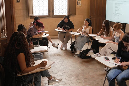 Students in a classroom at the Rice Global Paris Center