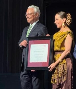 David Medina accepts one of his awards.