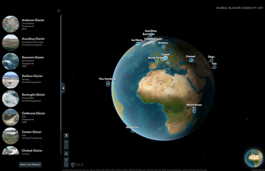 Global glacier casualty list.