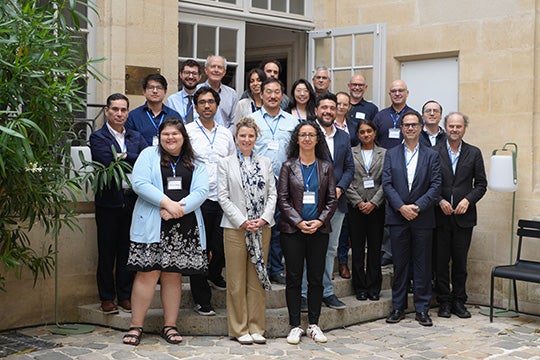 Group photo from the Human Flourishing in the Age of AI conference held at the Rice Global Paris Center