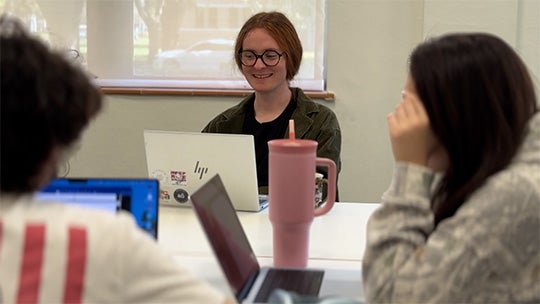 Hazel Landers in German studies class