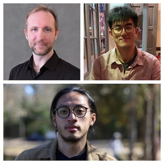 Headshots of a white man, an Asian man and an Asian man man with a beard.