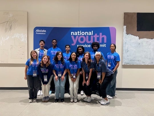 Rice University sophomore Saami Baig (back row, second from left) joins fellow participants at the Allstate Foundation National Youth Service Summit in Chicago.
