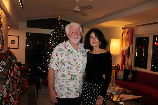 Chris (Lovett ’78) and Irene Lahart; hosts of the 2025 Rice friends' Christmas party. 