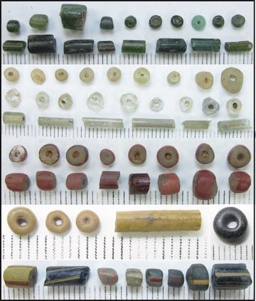 Glass beads from Ile-Ife, Nigeria, part of the groundbreaking discoveries that revealed West Africa’s independent tradition of glass production long before European contact.