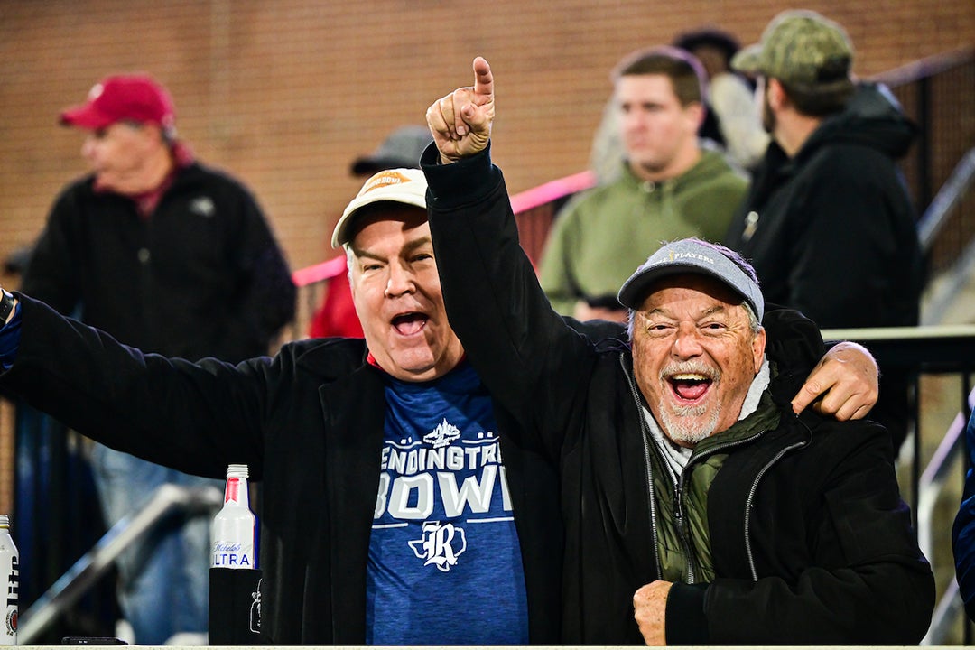 Rice supporters celebrate the Owls' 2022 LendingTree Bowl appearance in Mobile, Alabama.