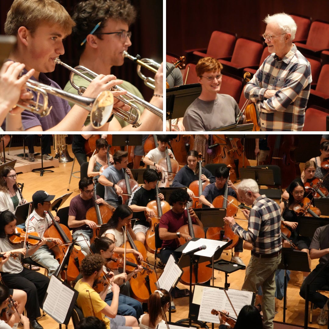 Collage of John Adams' visit to the Shepherd School of Music