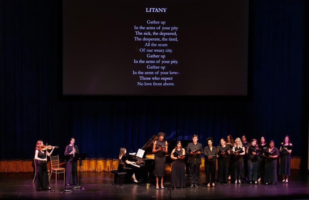 Julia Bullock performing with Shepherd School students