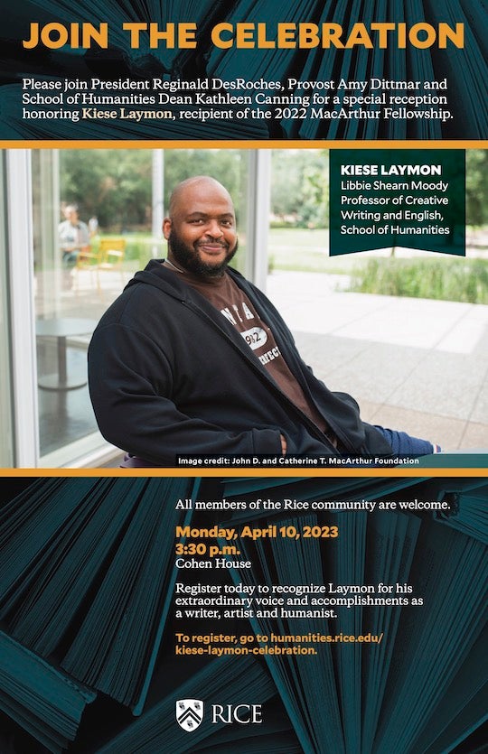 Kiese Laymon April 10 event promotional poster