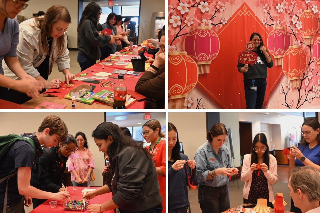 Red lanterns, bright paper crafts and the click of chopsticks filled the first-floor lobby of Fondren Library Feb. 17 as Rice University students, faculty and staff gathered to celebrate the Lunar New Year and welcome the Year of the Horse.