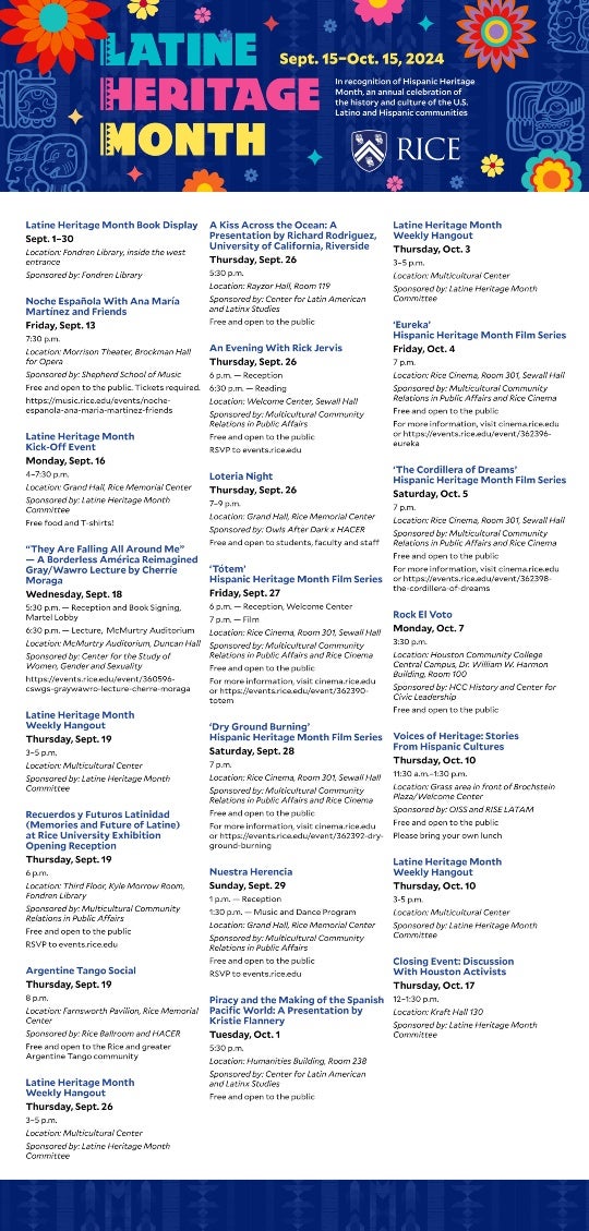 Latine Heritage Month list of events