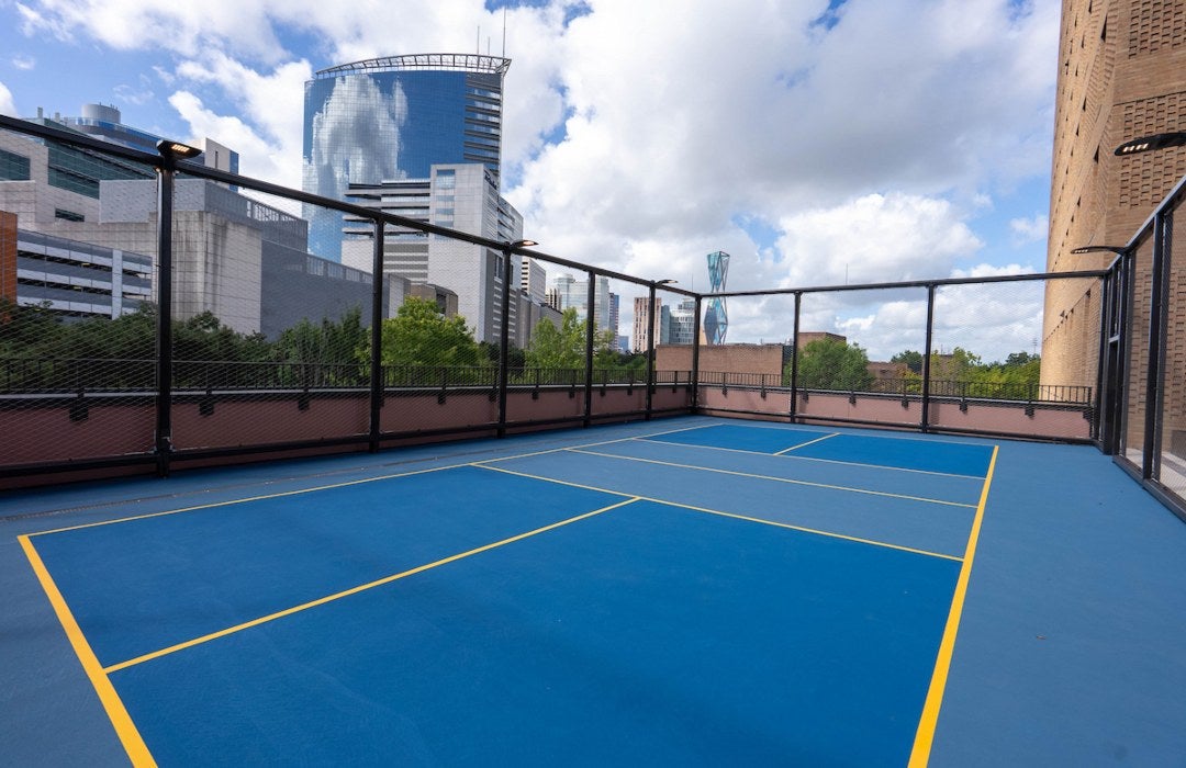 The pickleball court at Lovett College