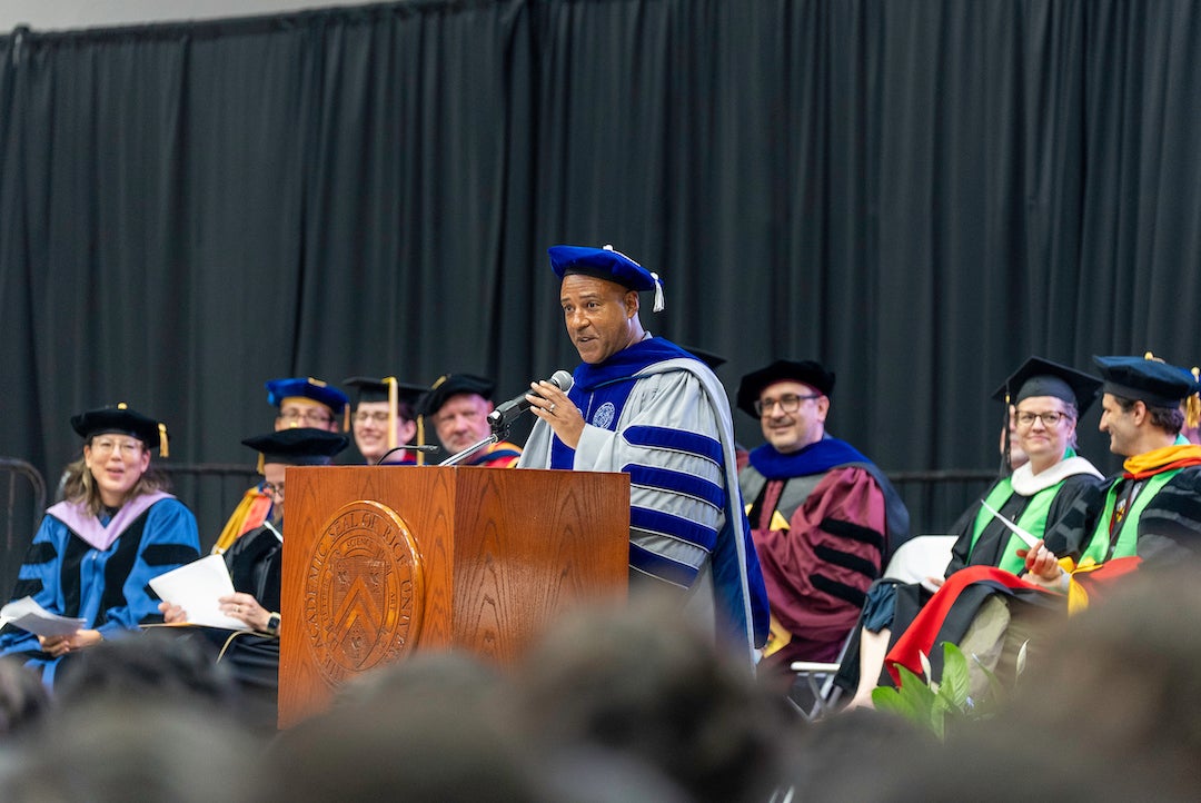 President Reginald DesRoches addressed the 1,140-strong class during matriculation speeches to the Class of 2027.