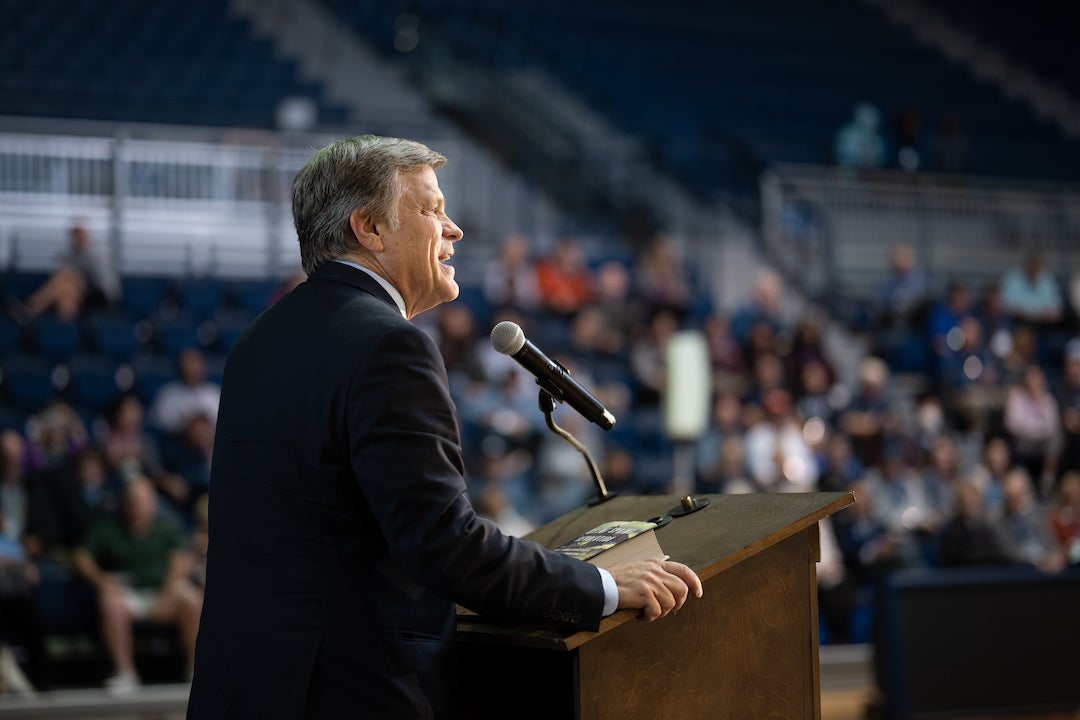 Douglas Brinkley giving Owl Together 2022 faculty lecture