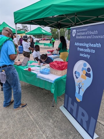 Representatives from Rice University’s Institute of Health Resilience and Innovation provide health screenings during Black Men’s Wellness Day in Houston.