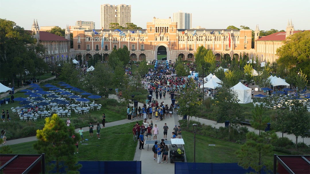 Collage of photos from President DesRoches' 2026 welcome for undergraduate students