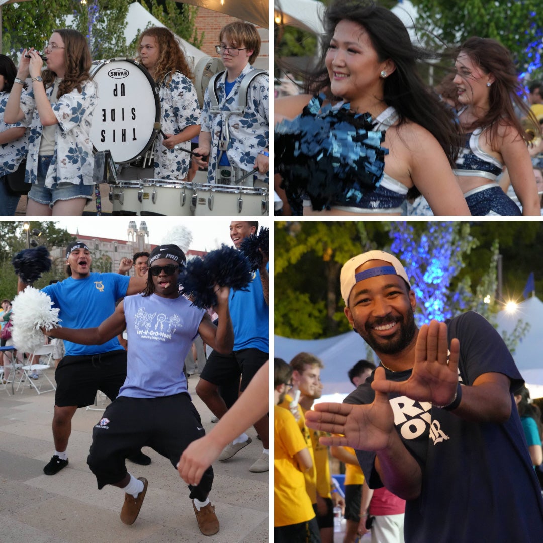 Collage of photos from President DesRoches' 2026 welcome for undergraduate students