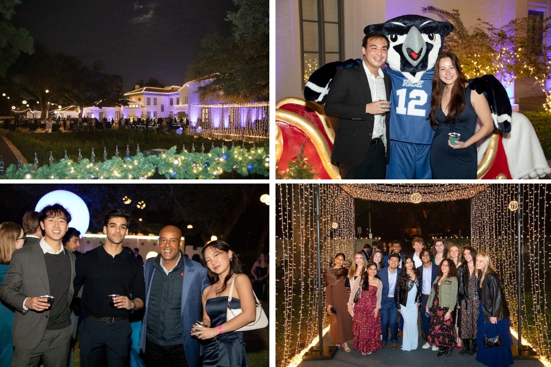 Rice President Reginald DesRoches welcomed seniors to his home Dec. 6 for the university’s annual Senior Holiday Celebration, a festive tradition that brings the class together before they head into their final semester.
