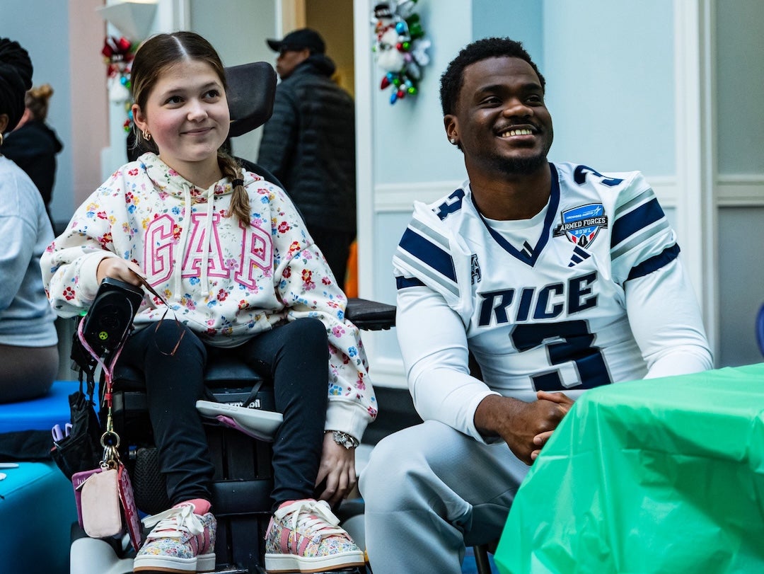 Rice football visit to children's hospital Jan. 2026