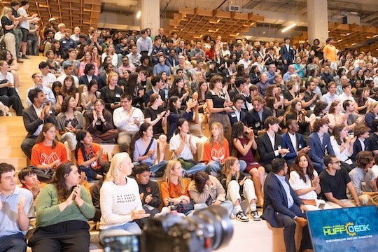 A crowd watches a prior OEDK showcase 