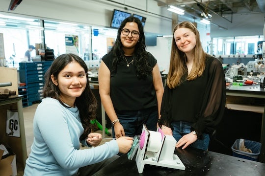 From left to right, AGILE team members Valerie Valentin, Saumya Chauhan and Lauren Walcott. 