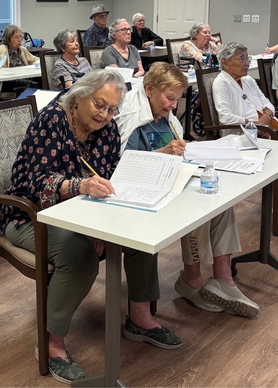 A group of Belmont residents attend a course as part of Rice University's Lifelong University program.