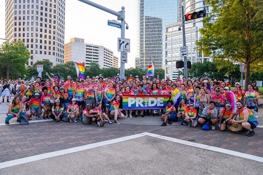 Rice takes part in the pride parade