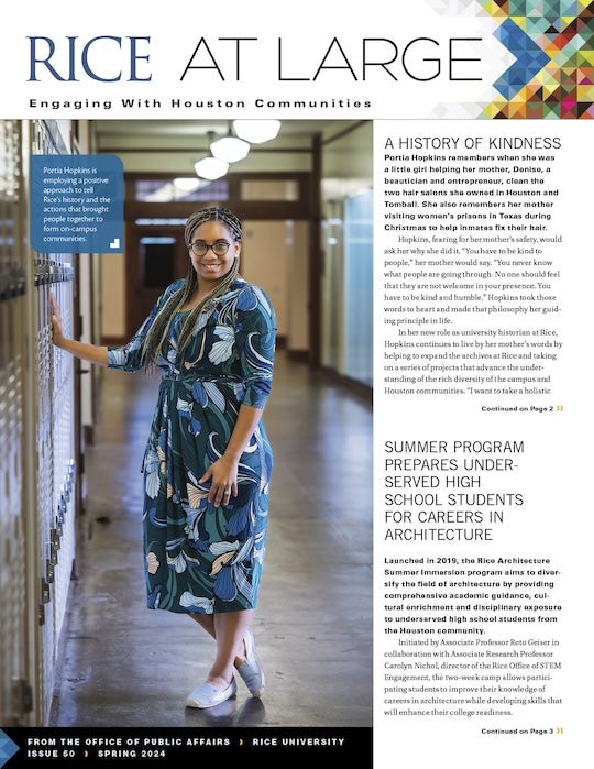 Rice At Large, the quarterly newsletter that showcases Rice University’s outreach programs, is now available online.