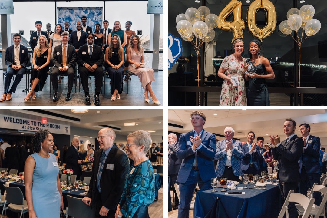 Rice University celebrated the achievements of its student-athletes and the legacy of one of their most influential mentors during the 40th annual Scholar-Athlete Celebration March 5 in the R Room at Rice Stadium.