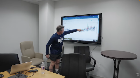 Dewitt discusses data points during a meeting.