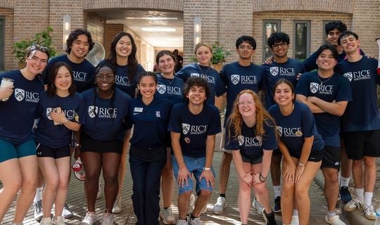 Rice students wearing Rice T-shirts