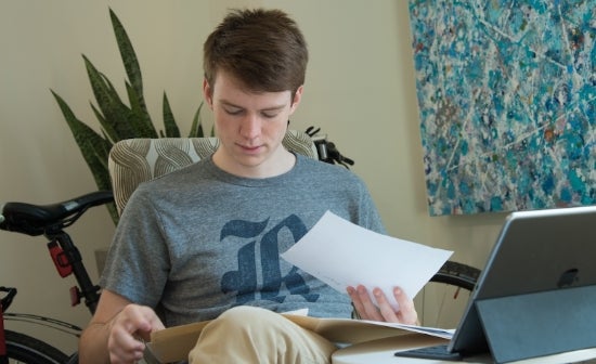 Rice student studying