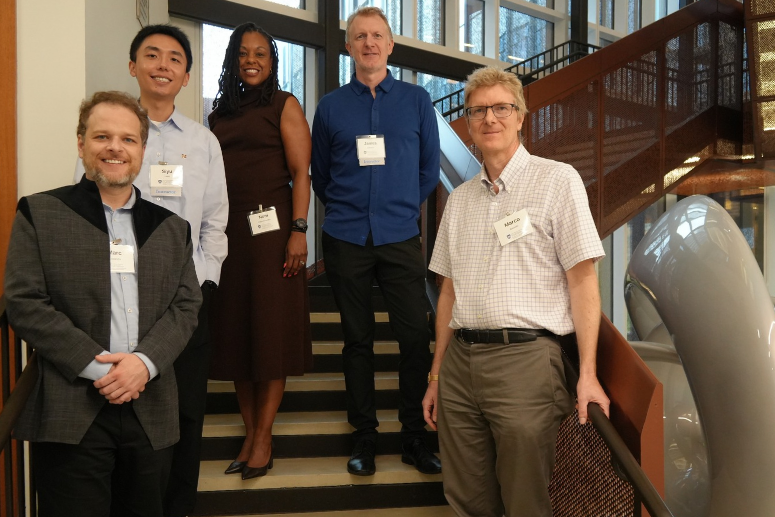 Five new Rice University School of Social Sciences faculty members shared their research during the Research Relay at the sixth annual STaRT\@Rice program. Pictured from left: Marc Coutanche, Siyu Liang, Noni Gaylord-Harden, James LeBreton and Marco Bassetto.