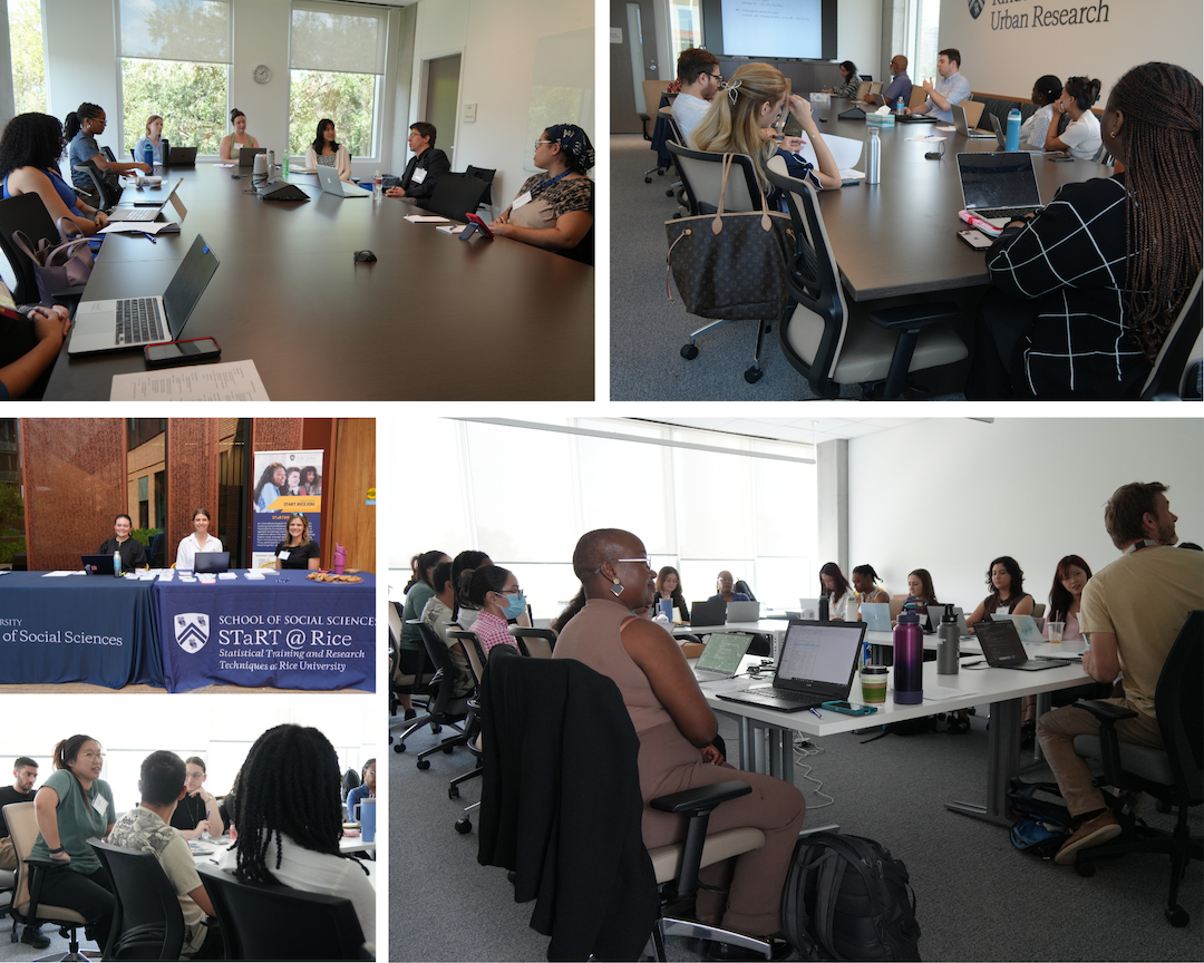 Graduate and prospective graduate students meet with faculty mentors during a STaRT@Rice session focused on professional development and research collaboration.